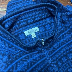 Peter Millar men's quarter-zip fleece in blue size large gummy logo